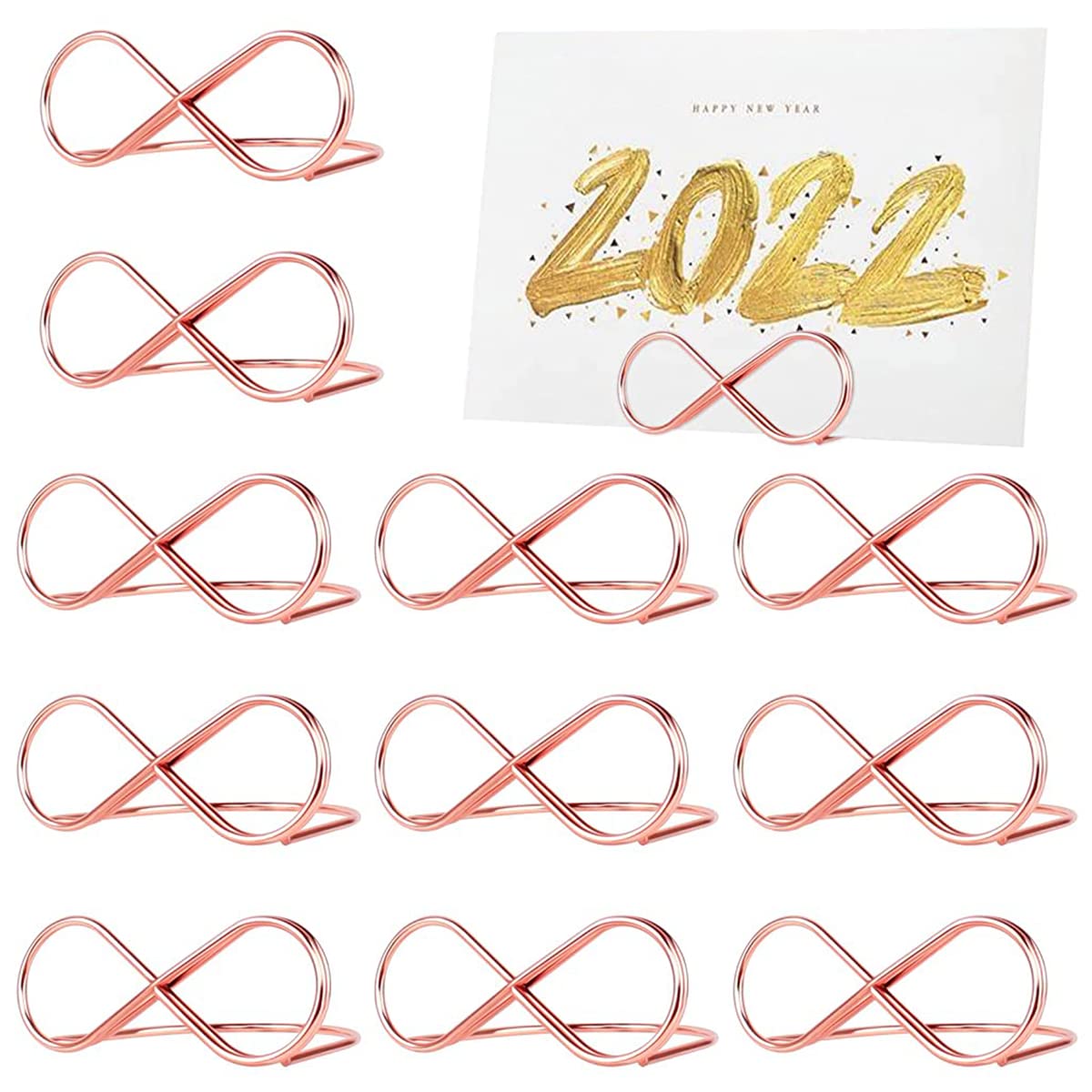 HASTHIP 12Pcs Name Plate Holder for for Weddings, Dinner Parties, Food Signs, Party, Creative Stainless Steel Table Number Holder Kit Card Holder (Rose Gold) HASTHIP 12Pcs Name Plate Holder for for Weddings, Dinner Parties, Food Signs, Party, Creative Stainless Steel Table Number Holder Kit Card Holder (Rose Gold)